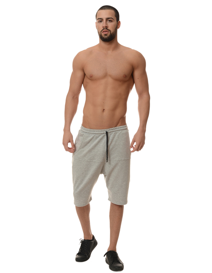 man wearing a pair of grey shorts