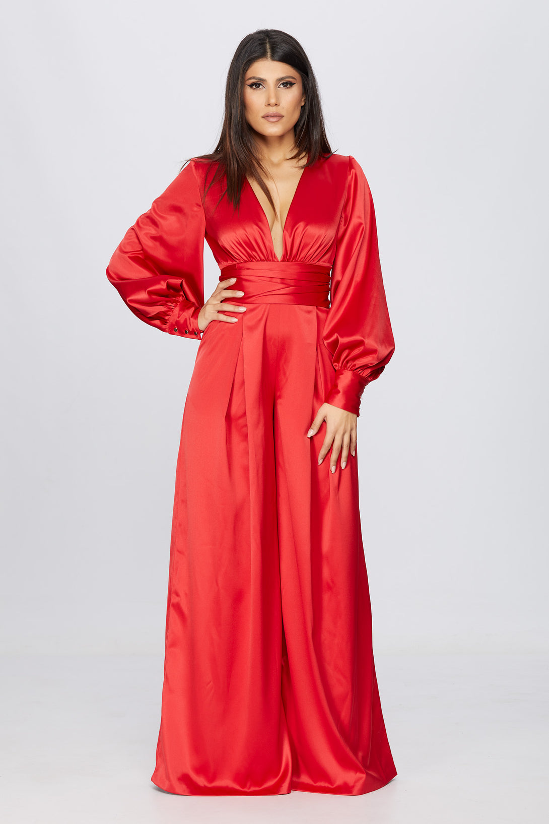 red palazzo jumpsuit pattern